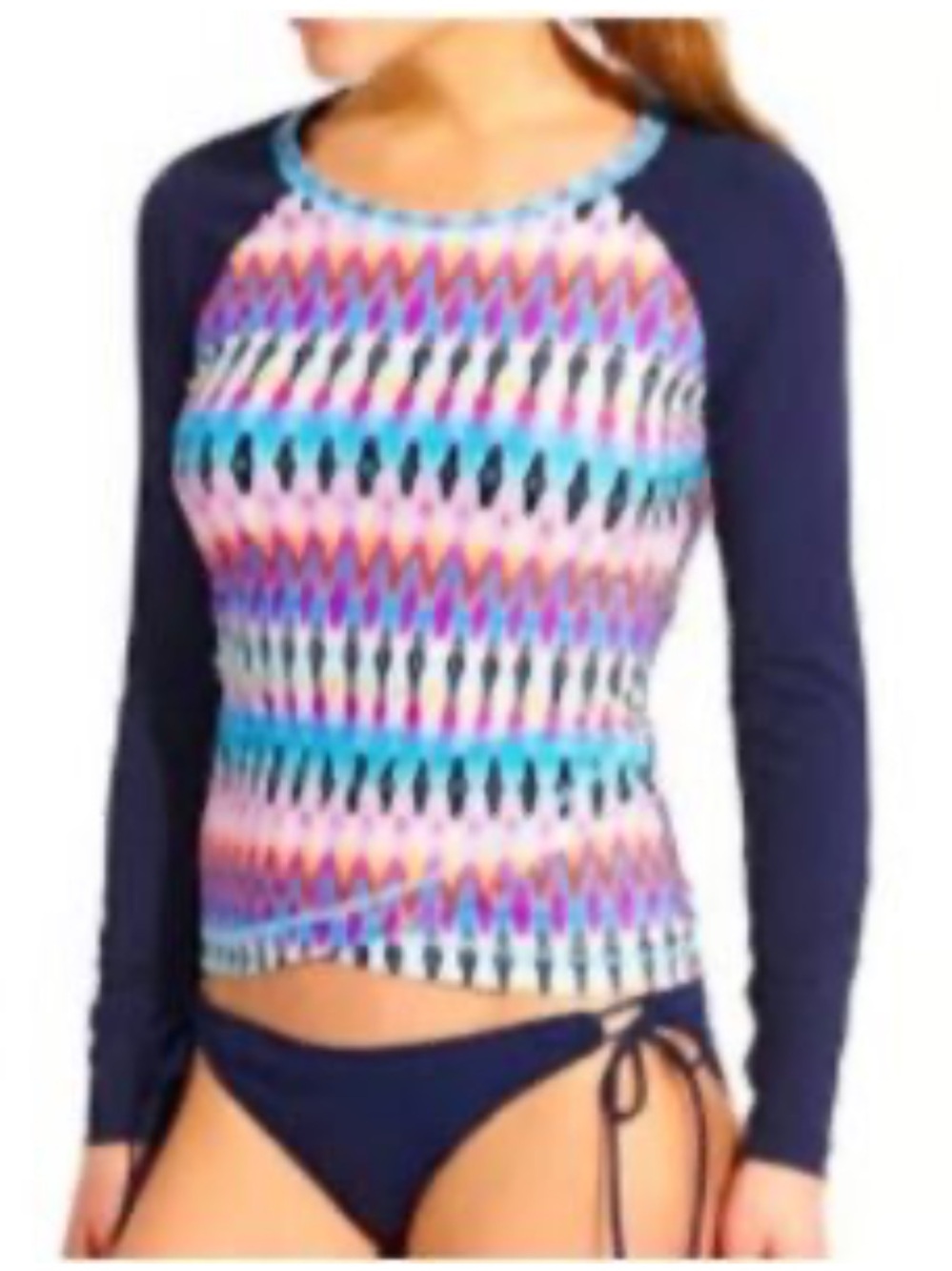 Athleta Multicolor Geometric Long-Sleeve Swim Rashguard sz XS